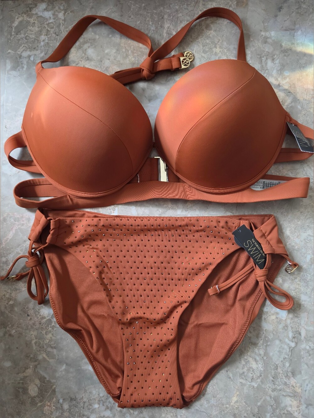 38D/XXL Victoria's Secret Swim VS Archives Banded Diamanté Bikini Set